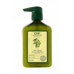 CHI Olive Naturals Hair & Body Shampoo Szampon i żel do mycia ciała z oliwą z oliwek i jedwabiem– 340ml